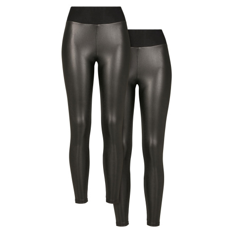 Women's High Waisted Faux Leather Leggings, Pack of 2 Black+Black