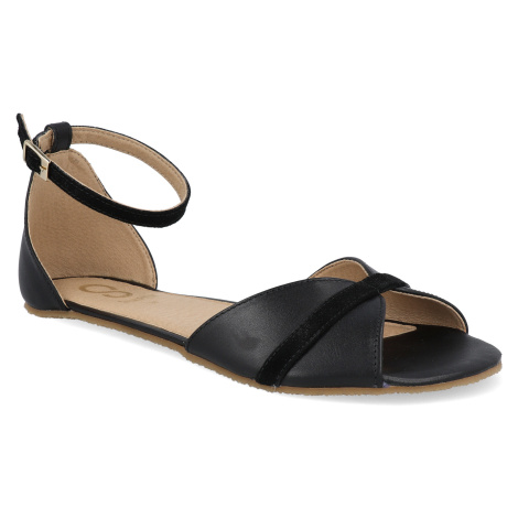 Barefoot dámske sandále Shapen - Petal Black Leather W čierne