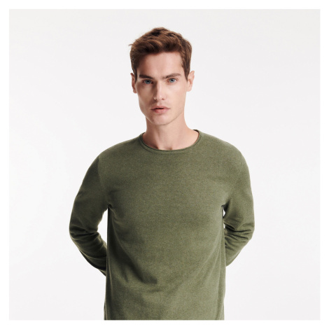 Reserved - Bavlnený úpletový sveter s prímesou hodvábu - Zelená