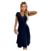 LINDA - Tmavomodré dámske šifónové šaty s čipkovým výstrihom 381-4