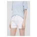 Rifľové krátke nohavice Pepe Jeans Mary Short dámske, biela farba, jednofarebné, vysoký pás