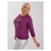 Purple women's plus size blouse with inscription