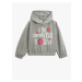 Koton Hooded Crop Sweatshirt Printed Cotton