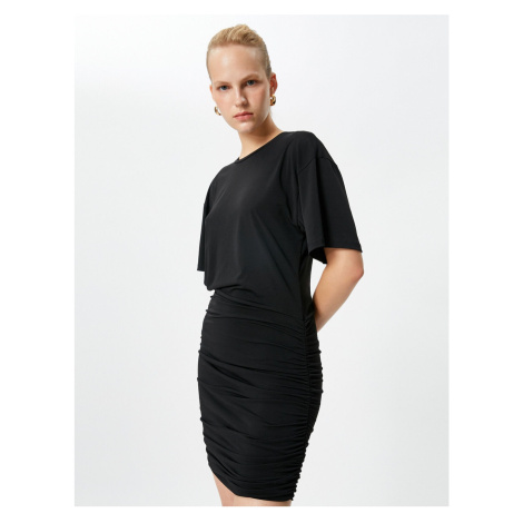 Koton Mini Dress Short Sleeve Crew Neck Draped