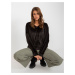 Black velour sweatshirt with neckline