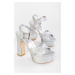 Shoeberry Women's Rhine Silver Roll-on Silvery Platform Heel Shoes