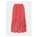 Červená vzorovaná midi sukňa Pieces Rio