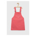 Dievčenské rifľové šaty Guess ružová farba, mini, rovný strih