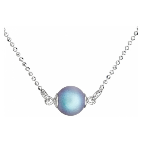 Strieborný náhrdelník so svetlomodrou matnou perlou 32068.3