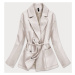 Volný dámský krátký kabát v barvě ecru model 15068433 Ecru XL (42) - ROSSE LINE