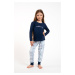 Girls' pyjamas Glamour, long sleeves, long pants - navy blue/print