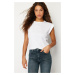 Trendyol White Rib Detail Moon Sleeve Basic Knitted T-Shirt