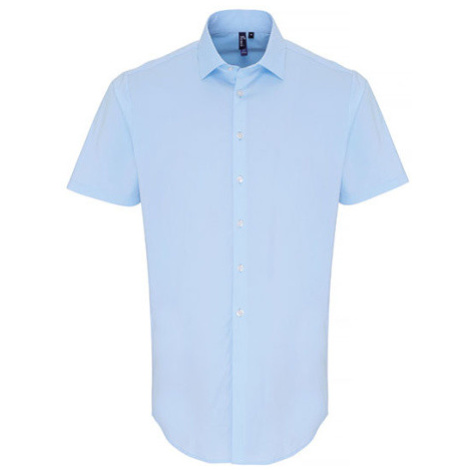 Premier Workwear Pánska bavlnená košeľa s krátkym rukávom PR246 Pale Blue -ca. Pantone 2717C
