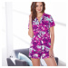 Blancheporte Pyžamo s krátkymi rukávmi a šortkami, potlač kvetín purpurová
