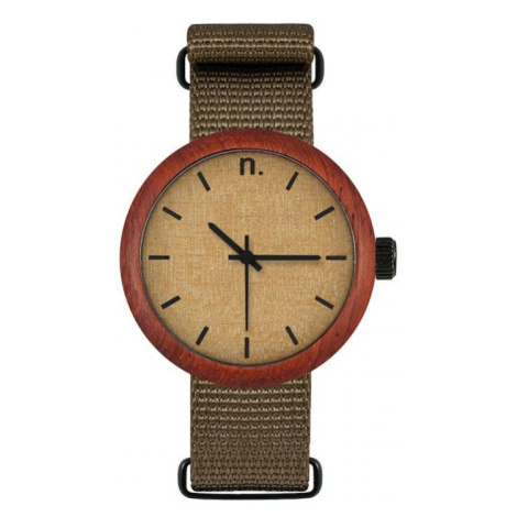 Dámske drevené hodinky s textilným remienkom v kaki farbe