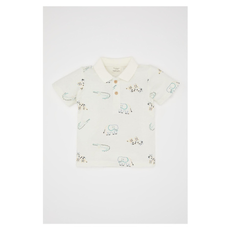 DEFACTO Baby Boy Animal Patterned Pique Short Sleeve Polo T-Shirt