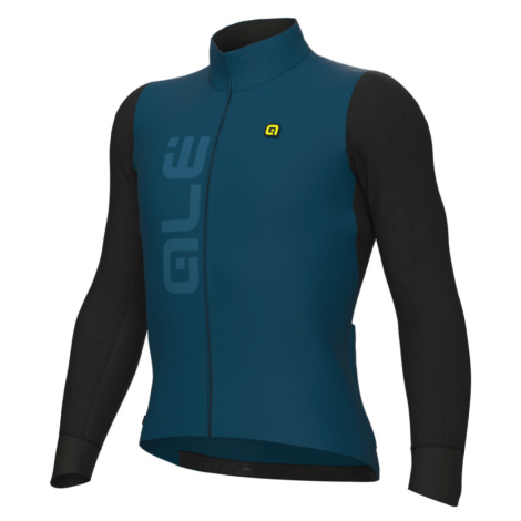 ALÉ Cyklistický dres s dlhým rukávom zimný - QUICK R-EV1 - čierna/modrá
