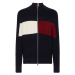 Tommy Hilfiger Sveter - CHEST COLORBLOCK STRIPED ZIP THR modrý