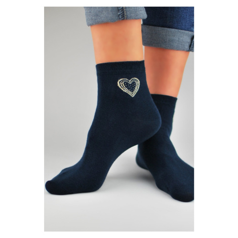 Dámske ponožky s lurexovým srdcom SB027