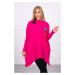 Oversized sweatshirt with asymmetrical sides in fuchsia color