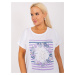 White-purple women's blouse plus size with short sleeves