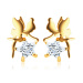 Puzetové zlaté náušnice 585 - lesná víla s krídelkami a číra hviezdička