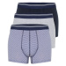 Trendyol 3-Piece Navy Blue Striped-Plain Mix Cotton Boxer