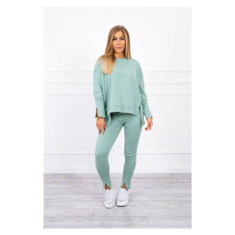 Set with oversize blouse dark mint color
