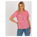 Blouse with coral print and round neckline