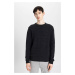 DEFACTO Anthracite Standard Fit Regular Cut Crew Neck Textured Knitwear Sweater