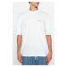 Trendyol Ecru Oversize 100% Cotton Minimal Text Printed T-Shirt