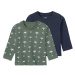 lupilu® Chlapčenské tričko s dlhým rukávom pre bábätká BIO, 2 kusy (zvieratko/zelená/modrá)