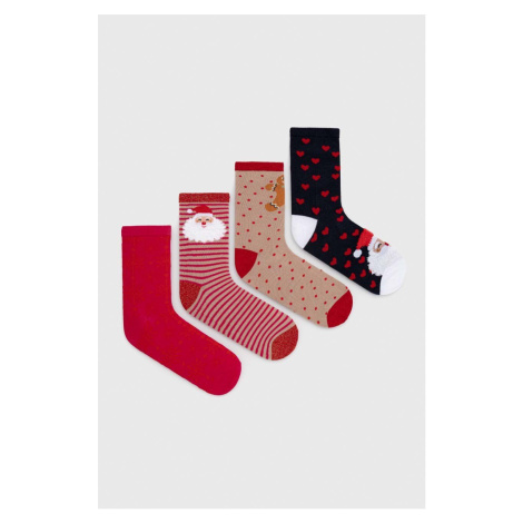 Ponožky Vero Moda 4-pak dámske, ružová farba