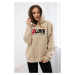 Cotton insulated hooded sweatshirt light beige