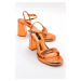 LuviShoes POSSE Orange Metallic Women's Heeled Shoes