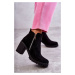 Suede high-heeled boots with zipper Black Sevione