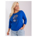 Cobalt blue oversized women's blouse with print