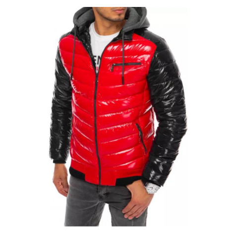 Červeno-čierna prešívaná bunda na zimu pre pánov DStreet