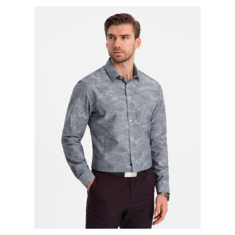 Ombre Classic men's flannel cotton plaid shirt - gray