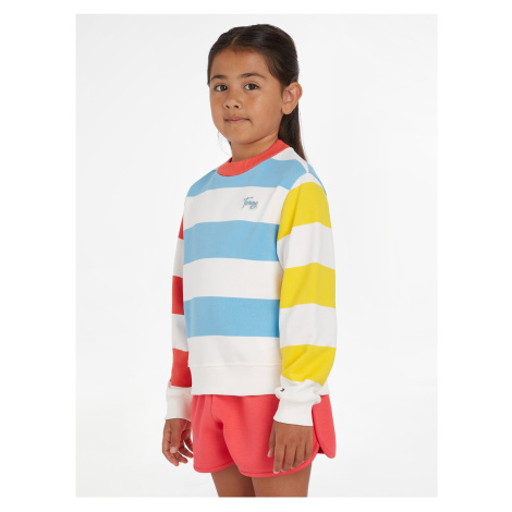 White-blue striped girly sweatshirt Tommy Hilfiger - Girls