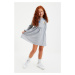 Trendyol Gray Sequin Embroidered Ruffled Sleeves Girls Knitted Dress