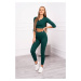 Žebrovaný crop top set tmavě zelené barvy UNI