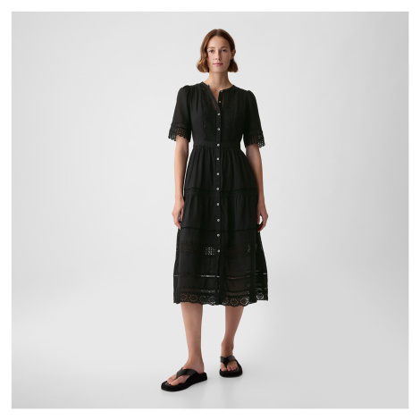 Šaty GAP Shortsleeve Midi Dress Black