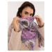 Purple-ecru women's scarf with patterns