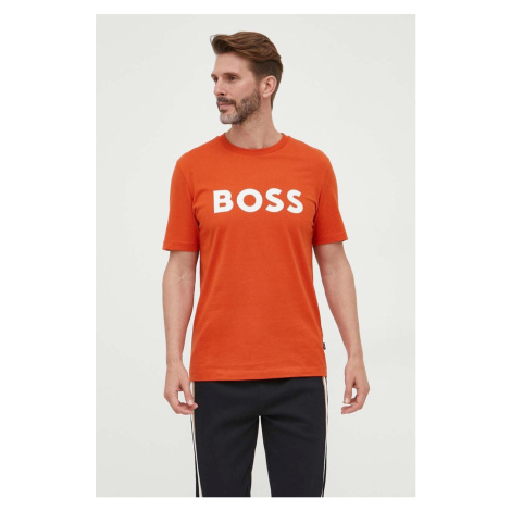 Bavlnené tričko BOSS oranžová farba,s potlačou,50495742 Hugo Boss
