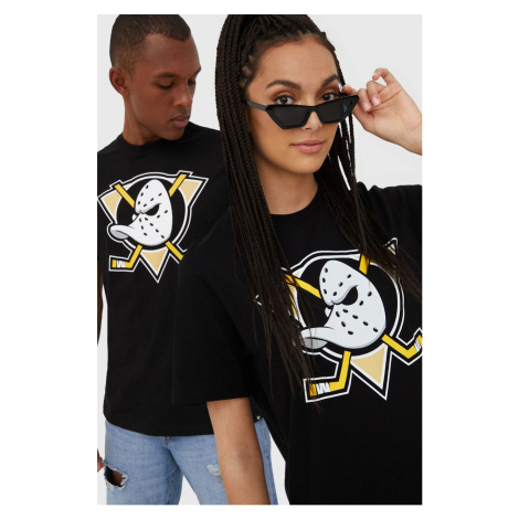 Bavlnené tričko 47brand Mlb Anaheim Ducks NHL čierna farba, s potlačou 47 Brand