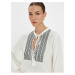 Koton Bohemian Blouse with Embroidery Detail Long Sleeve