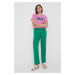 Nohavice Pepe Jeans dámske, zelená farba, rovné, vysoký pás