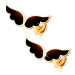 Náušnice zo žltého 9K zlata - dvojica anjelských krídel, čierna glazúra
