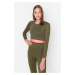 Trendyol Khaki Seamless/Seamless Crop Extra Stretchy Contrast Color Detail Knitted Sports Top/Bl